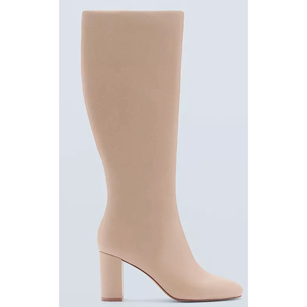 NEW MANGO MNG BEIGE HARRISON LEATHER TALL KNEE BOOTS SZ 38 US 7.5 - Picture 2 of 5